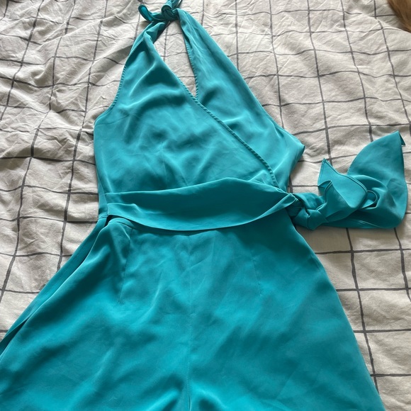🇫🇷 Vintage Lolita Lempicka Turquoise Wrap-Around Backless Short Romper, Size 8 - Picture 16 of 16